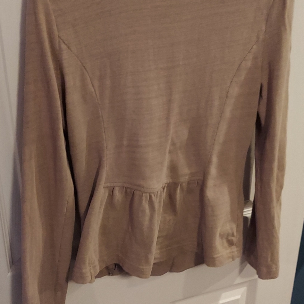 Caslon Cotton 1 Button Tan Cotton Blazer Jacket MP - Picture 4 of 6